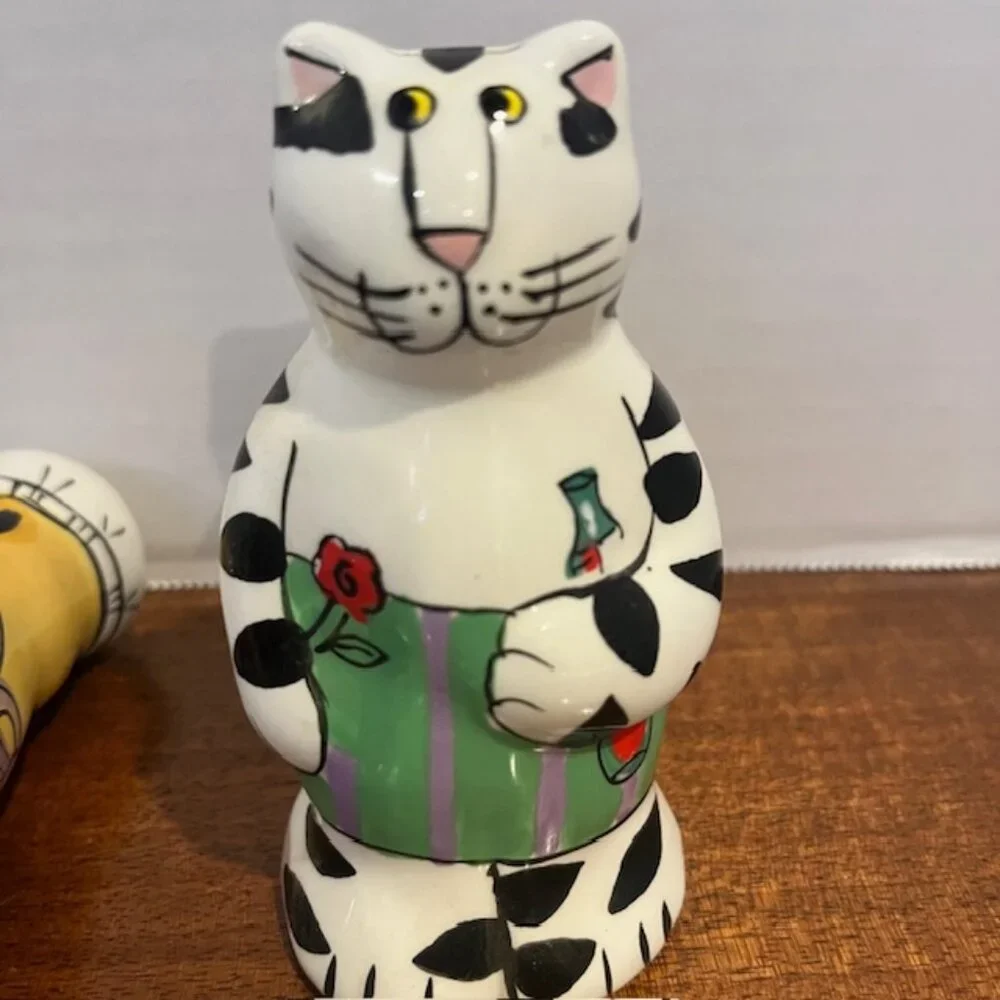 Catzilla Chef & Waiter Cats Salt & Pepper Shakers Candace Reiter Designs